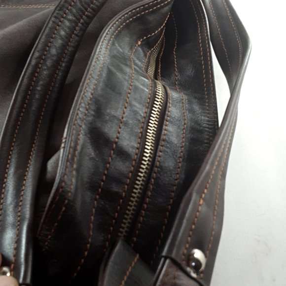 Sofia C Extra Large Beautiful Brown Smooth Italian Leather Shopper Shoulder Bag - Picture 4 of 6